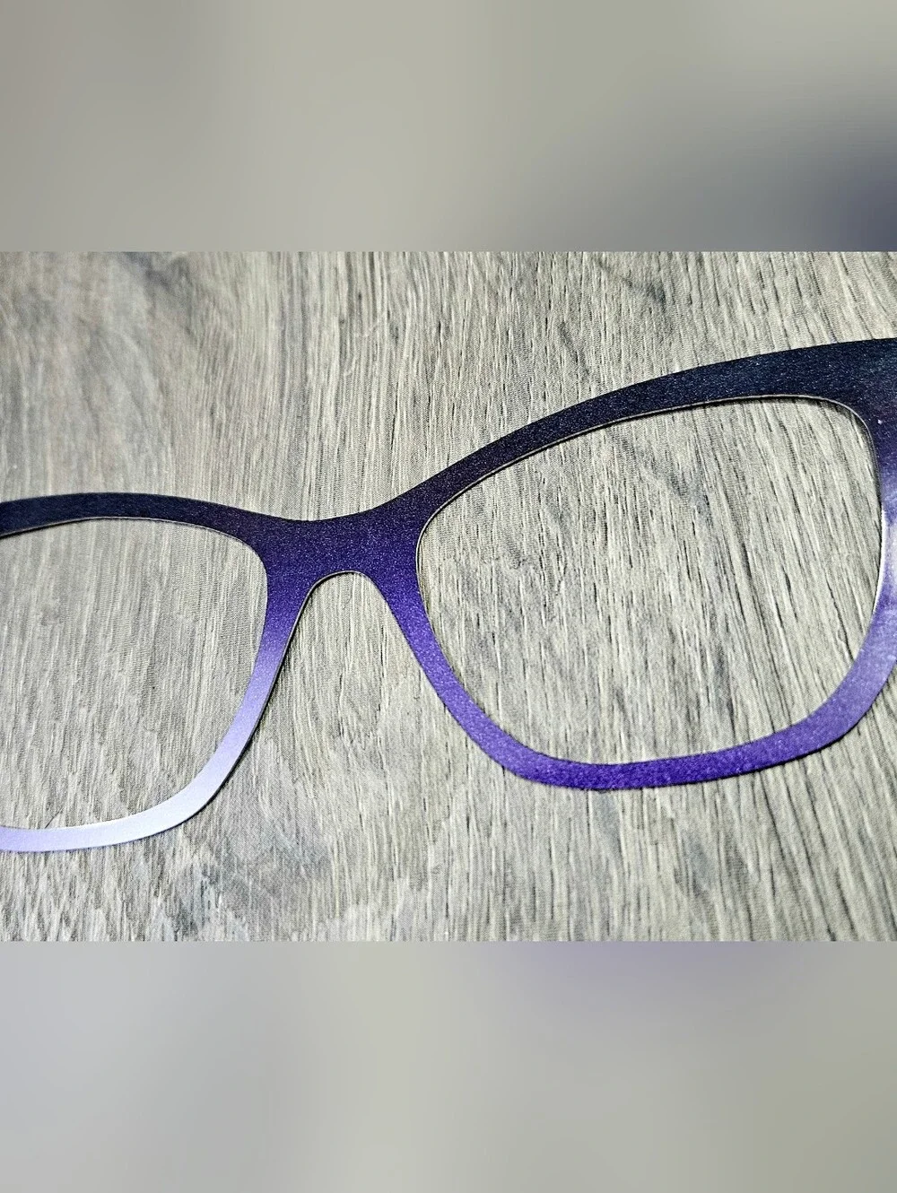 WANDA topper By Tasha's Top Frames Thin Metal Shimmer Black To Purple Ombre Top